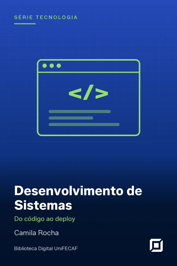 Capa do livro Desenvolvimento de Sistemas, de Camila Rocha